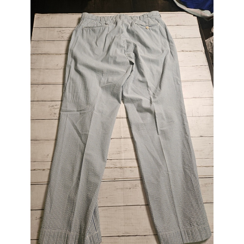 Polo Ralph Lauren Mens Blue White Seersucker Striped Cotton Pants 36/30 Preppy - Picture 12 of 13